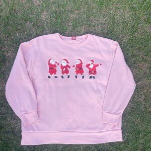 Pink Santa Print Men's Sweater